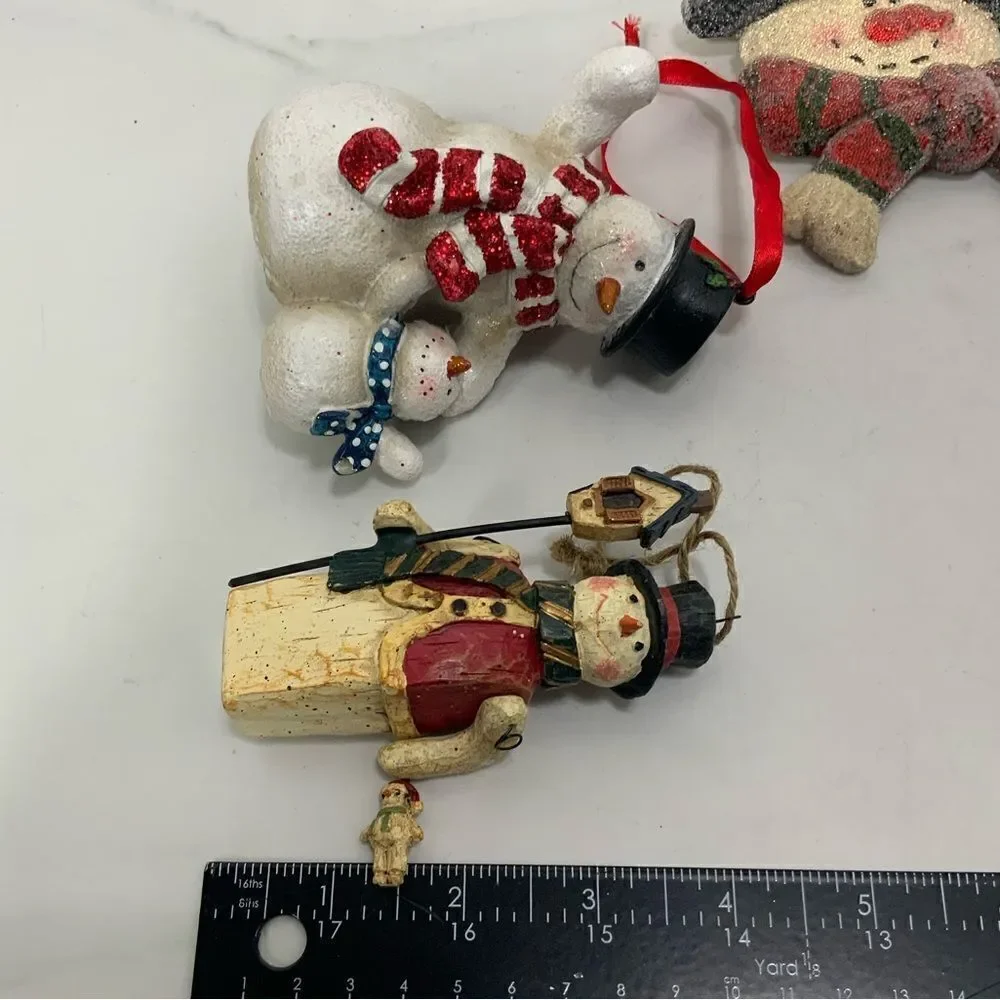 Lot of 4 Snowman Christmas Tree Ornaments